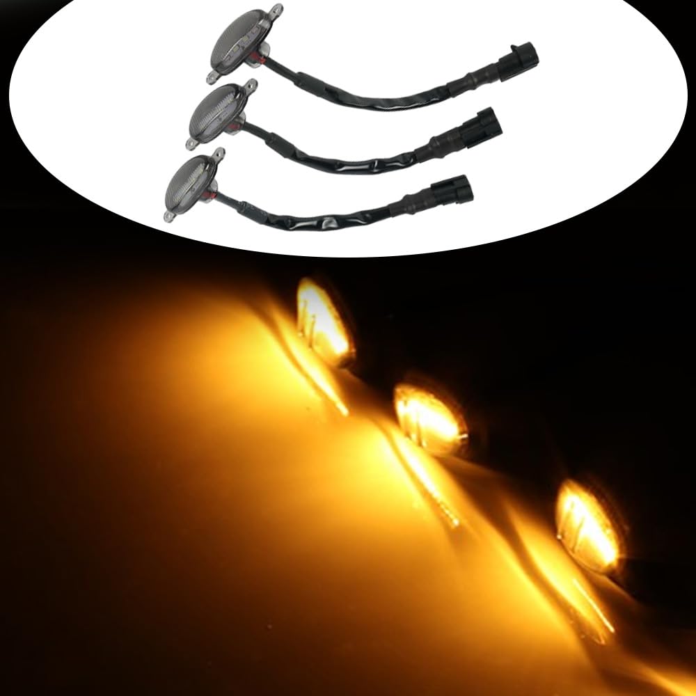 Riloer Zestaw świateł LED do kratki 12V w stylu Raptor, aftermarketowa kratka kompatybilna z kratką Ford F-150 Raptor Style 2004-2008, przyciemniana osłona/3 szt. bursztynowych świateł LED