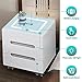 KHFWBG Smart Bedside Table with Wireless Charging, 3 Color Led Lights, 3 Drawers, Chest of Drawers Nightstand Bedside Table for Bedroom Living Room Black/White Black