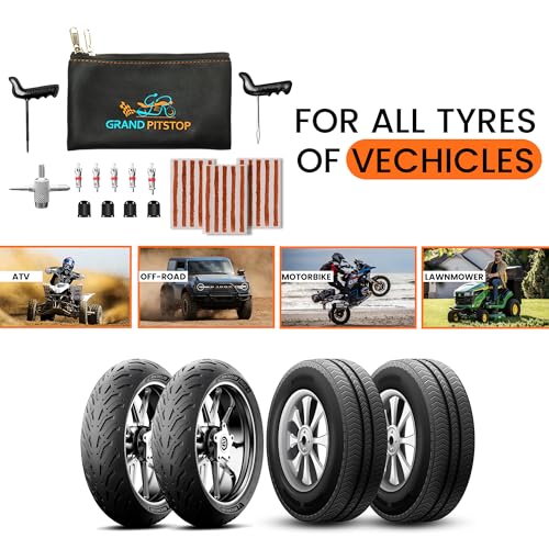 Image of GRAND PITSTOP Universal Tyre Puncture Repair Kit (Pack of 30 pcs), Heavy Duty Car Emergency Tool Kit for Flat Tire Tubeless Tire Plug Kit for Autos, Cars, Motorcycles, Trucks, RVs, etc.
