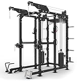 XMark Full Power Rack Functional Trainer with LAT Pull Down and Low Row, for Commercial Gyms or Home