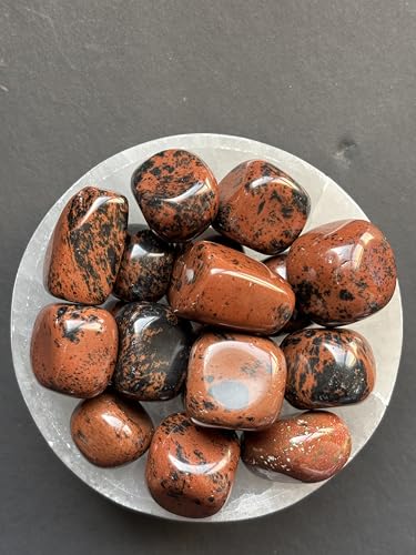 Image of Tumbled Stones, Natural Crystal Healing Stones, Home Office Decor, Aquarium Decorative Pebbles, Vase Fillers (Mahogany Obsidian, 50)
