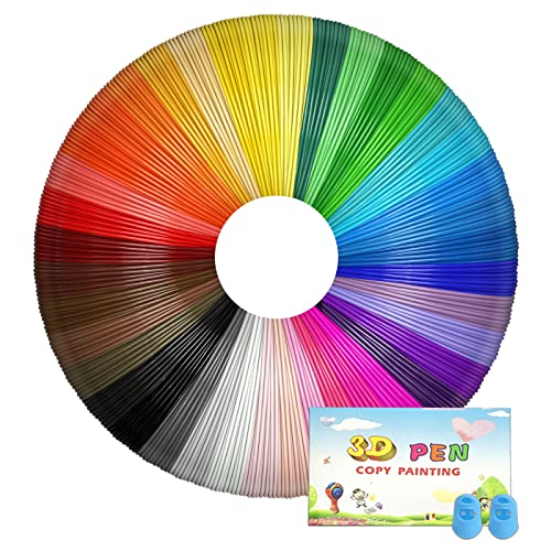 YEETIN Recharges de filament pour stylo 3D 40 couleurs, 4,9 m par couleur, total de 195,1 m, PLA de 1,75 mm, compatible avec stylo 3D SCRIB3D MYNT3D, livré avec 2 capuchons de doigts et un livre de 14 YEETIN Recharges de filament pour stylo 3D 40 couleurs, 4,9 m par couleur, total de 195,1 m, PLA de 1,75 mm, compatible avec stylo 3D SCRIB3D MYNT3D, livré avec 2 capuchons de doigts et un livre de