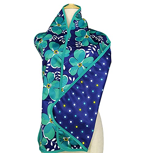 Abckey Adult Bib Dining Scarf Women Reversible Dignity Dining Scarf And Adult Bib For Clothing Protector (Blue Flower) #TOP4