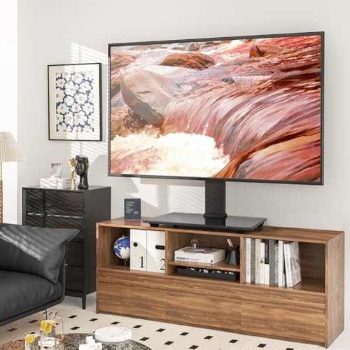 Image of WKWKER Universal TV Stand for 13-32inch LED LCD Table Top Television Stand with 45 Degree Height Adjustable Swivel TV Stand Mount with Tempered Glass Base Max VESA 100x100mm