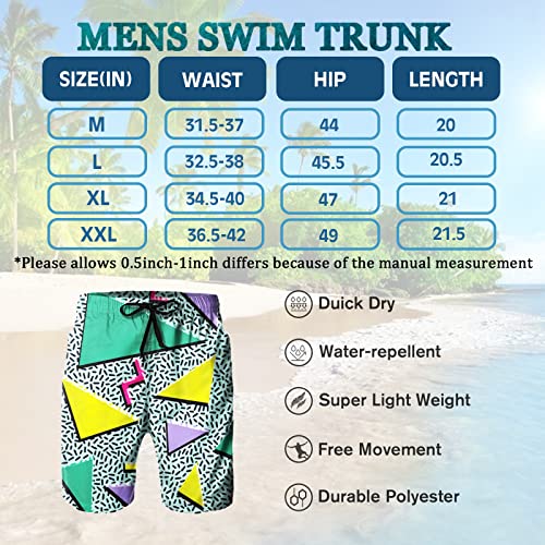 BONLOR 80s Shorts for Men 90s Swim Trunks Retro 80s Summer Party Shorts 90s Shorts Quick Dry Swimming Shorts with Mesh Lining3
