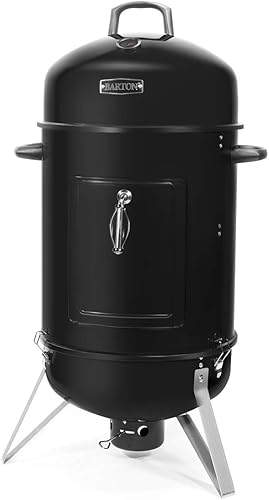 Barton Ahumador de carbón vertical de 18 pulgadas con indicador de temperatura BBQ Smoker Grill para cocinar al aire libre