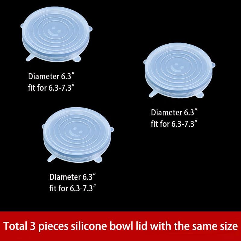 Miniatura 2 de Paquete de 3 fundas de silicona reutilizables para alimentos, tapas elásticas a prueba de fugas para tazones, tazas, frutas, microondas y