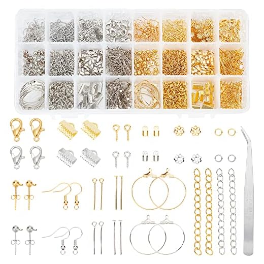 PandaHall Elite 1 låda DIY Örhänge Tillverkningssats Örhänge Krok/Klo Lås/Hoppring/Sladd Änd/Pärla Lock/Bandänd/Ögla/Pannstift/Ring Ring Ögla/Förlängare Kedja/Skruva Öga/Örhänge för smyckestillverkning