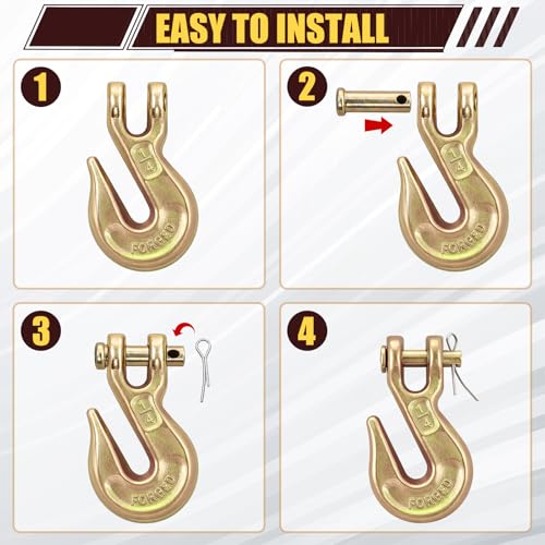 Image of 1 /4 inch Clevis Grab Hooks Grade 70, Forged Steel Chain Hooks, 10 Pack