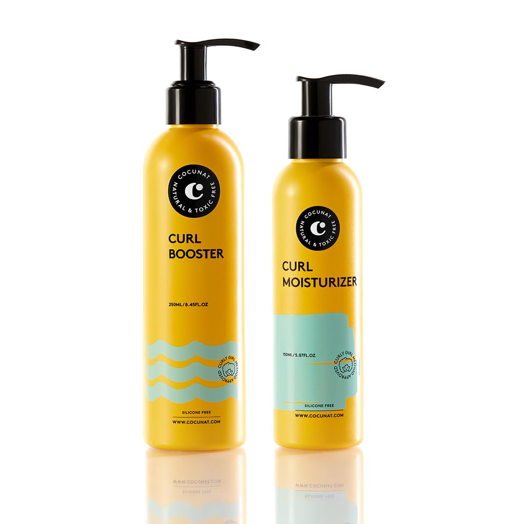 COCUNAT - Método curly - Rizos Perfectos en 2 pasos - Moisturizer Leave-in + Curl Booster - Hidrata, Nutre, Fortalece, Elimina el frizz y Desenreda - 250ml+150ml