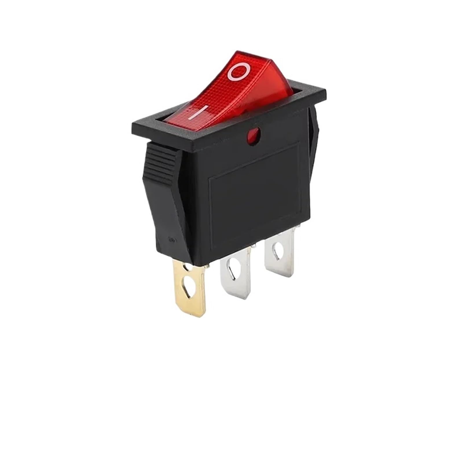 Interruptor Basculante KCD3 De 14x31mm, Encendido-apagado, 2 Pines, 3 Con Luz LED, Indicador Punto Rojo for Panel Salpicadero Barco Marino