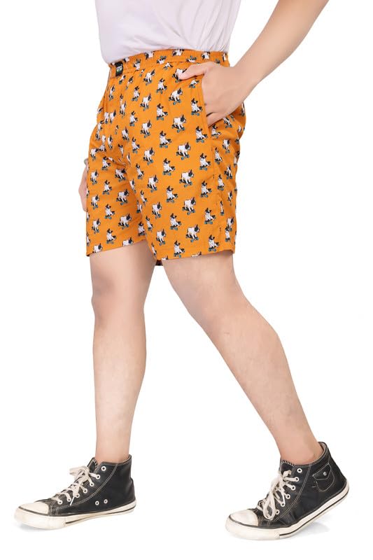 Image of UNOseven Shorts for Boys - 100% Cotton Printed with Side Pockets - Pack of 2 - Available from Size 7 Years to XL