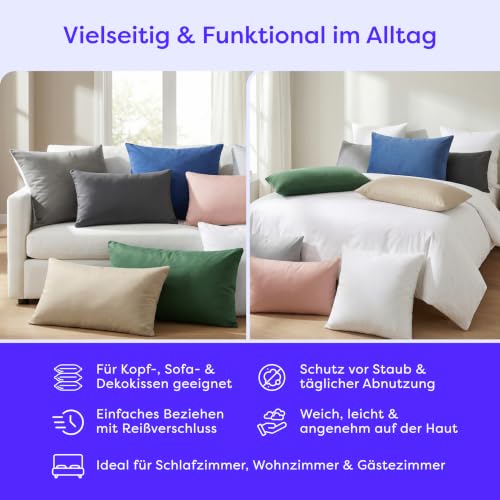 Wolkenfeld Kopfkissenbezug 70x90 – Kissenbezug für langes Kissen & Seitenschläferkissen – Öko-Tex Zertifiziert… – Ansicht 5