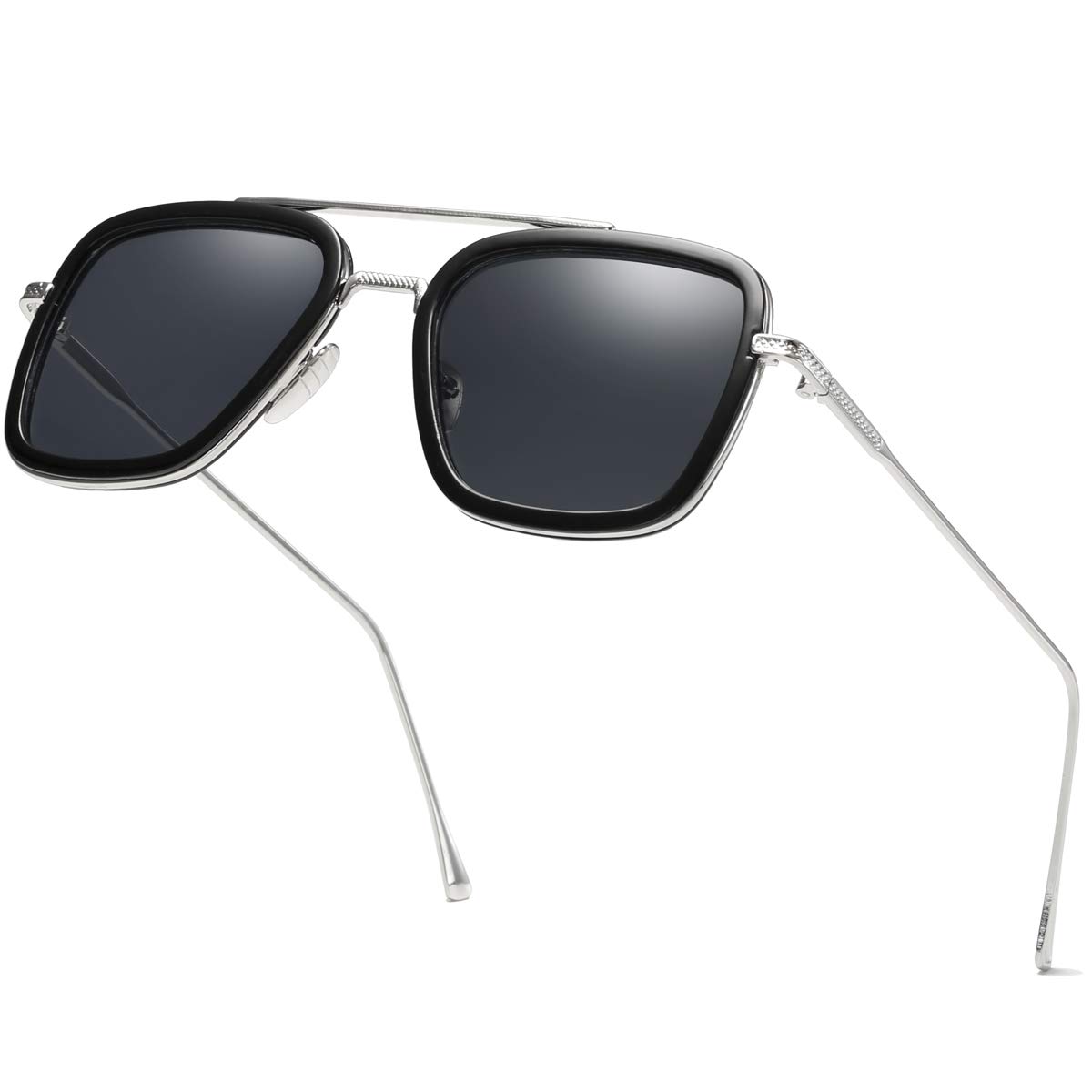 aisswzber Tony Stark Sunglasses Vintage Square Metal Frame for Men Women -Iron Man and Spider-Man Vintage Sun Glasses