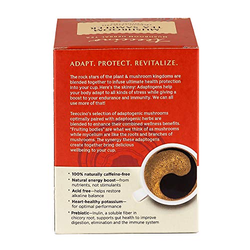 Teeccino Mushroom Herbal Tea – Mushroom Adaptogen Tea Sampler – Support Your Health With Mushrooms And Adaptogenic Herbs, Prebiotic, Caffeine Free, Acid Free, 12 Tea Bags #TOP2