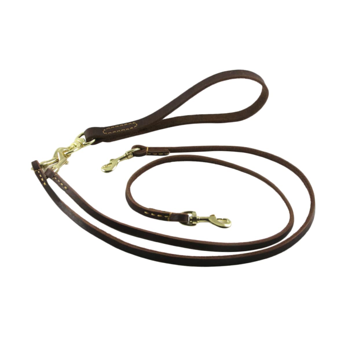 BESPORTBLE Correa para Perros de Doble Asa Ajustable y Ligera de Cuero Natural para Mascotas en Exteriores y Viajes, Estilo Moderno y Resistente para Perros y Cachorros