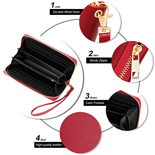 Image of VOCUS Womens Wristlet Wallet Zip Around Clutch Wallet Large RFID Blocking PU Leather Bifold with Phone Holder for Travel