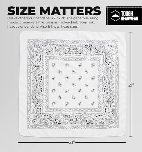 Image of Tough Headwear Large Bandana Headband - Handkerchief Bandanas for Men & Women - Paisley Bandana Pack - Cowboy Scarf