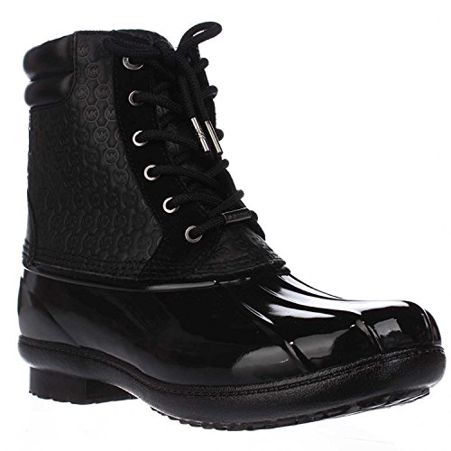 MICHAEL Michael Kors Women's Easton Bootie Black Rubber/Embossed Vachetta/Faux Fur Boot Size 8