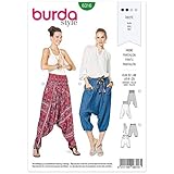 Gemusterte Sarouelhose Burda Schnittmuster 6316, Hose [Damen, Gr. 32-46] zum selber nähen, ideal für Anfänger [L2]