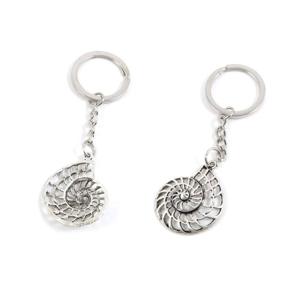 20 PCS Antique Silver Keyrings Keychains Key Ring Chains Tags Clasps R5SW5 Conch Shell