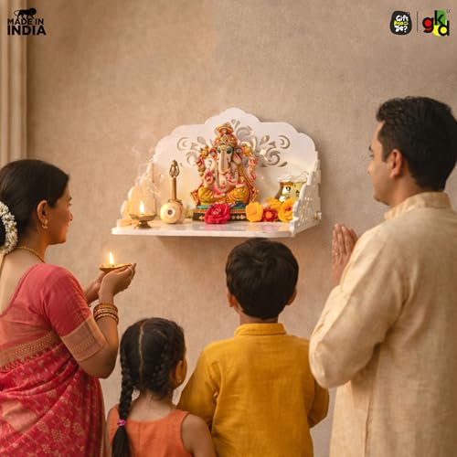 Image of Gift Kya De Acrylic Pooja Mandir for Home Wall | Small Temple for Office & Room | Indian Acrylic Temple for Table or Shelf | Compact DIY Mandir | 12x9x6 Inch | Classic Design