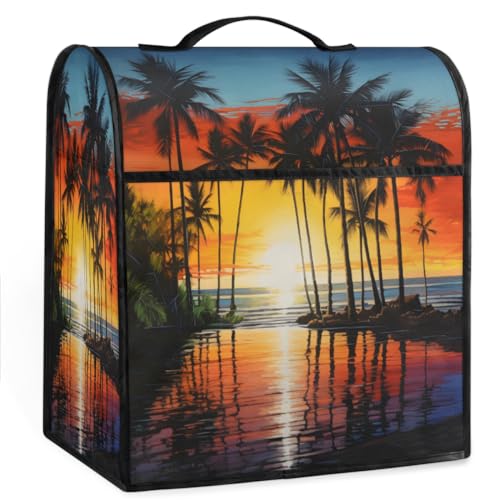 Coffee Maker Cover Ocean Palm Tree Sunset Kitchen Appliance Covers Small Appliance Covers Blender Cover Juicer Cover Dust Covers for Kitchen Appliances with Top Handle and Pockets,Washable,B183