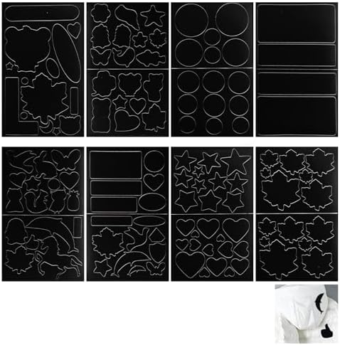 8 Hojas de Parches de Reparación Autoadhesivos de Nylon para Ropa y Equipo al Aire Libre - Variedad de Diseños y Tamaños - Fácil de Usar y Duradero(Negro)