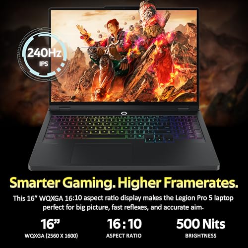 Legion Pro 5 16" WQXGA 240Hz Gaming Laptop, AMD Ryzen 9 8945HX, NVIDIA GeForce RTX 5060, 32GB DDR5, 1TB SSD, 24-Zone RGB retroilluminato, WiFi 7, Win 11 Pro, Nero, 1TB Docking Station Set - Notebook - Immagine 3
