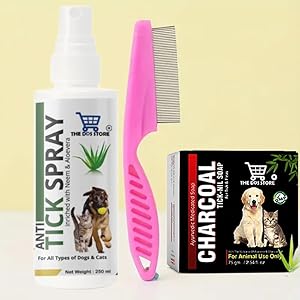 3 Pcs Combo Flea and Tick control with Tick, Lice and Flea Comb for Dogs for Cats Dogs