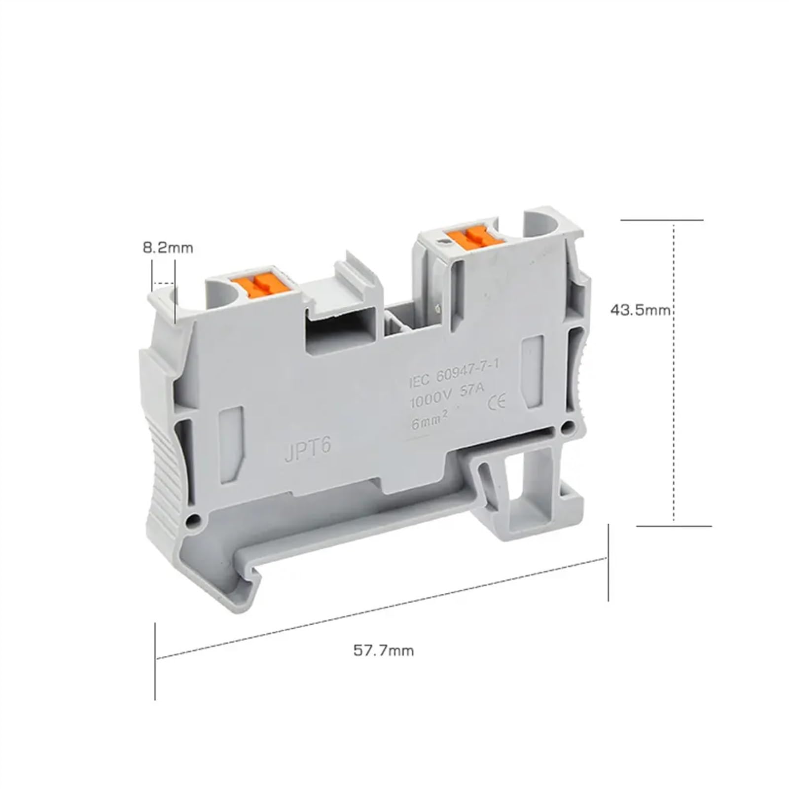 Connecteurs de bornier sur Rail Din PT-6, 10 pièces, Ressort enfichable, Alimentation sans vis à Travers Le conducteur de connecteur de Fil PT6(Blue)