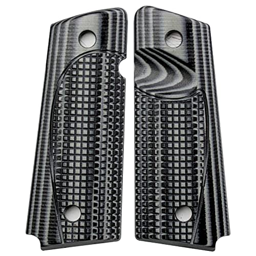 StonerCNC 1911 Slim Line Full Size Compact 1911 EMP Gun Grip Conceal Carry G10 with Ambi Magwell Bobtail Roundbutt Bottom Cut Options (Grey Black, 1911 Compact & EMP)