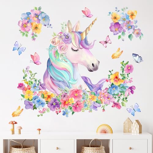 Vinilos Decorativos Unicornio Floral Mfault 35x12 pulgadas miniatura 4