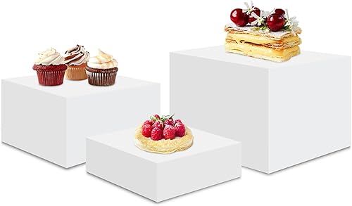 Miniatura 5 de Juego de 6 elevadores de buffet, soportes de exhibición de alimentos para fiestas, cubos acrílicos con fondo hueco, soporte para pastel de boda,