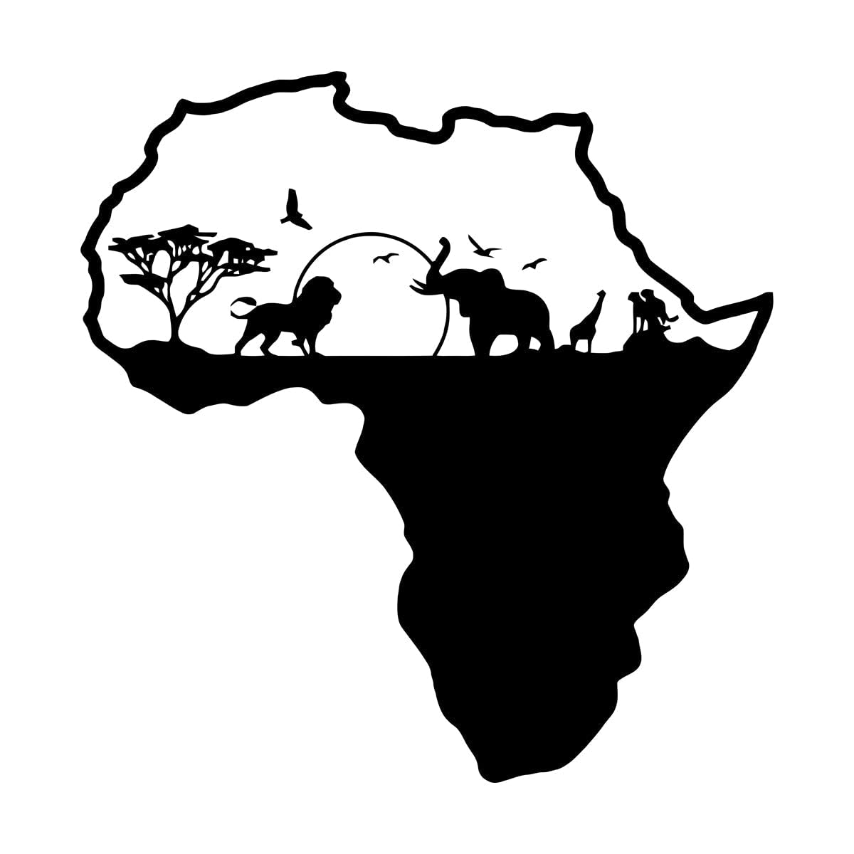 Africa Wall Decal Safari Decor Wild Animals Lion Elephant Palm Tree Wall Sticker Vinyl Sticker Nature Wall Decor Poster Small - 42x43cm โ image 1