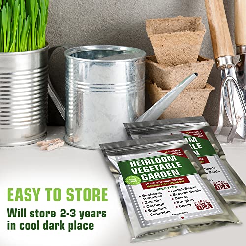 Heirloom Vegetable Seeds Pack - 100% Non Gmo Heirloom Garden Seeds For Planting Outdoor, Indoor, Hydroponic - Tomatoes, Cucumber, Carrot, Broccoli, Radish Seeds And More #TOP5