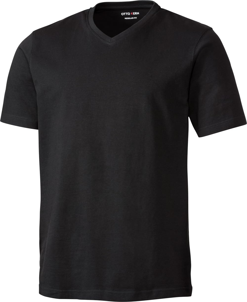 Otto Kern T Shirt Herren im 5er Pack, 5x Kurzarm-Shirts mit V-Ausschnitt, atmungsaktive T-Shirts Herren Schwarz und Weiß aus 100% Baumwolle, Schwarz, Gr. XL