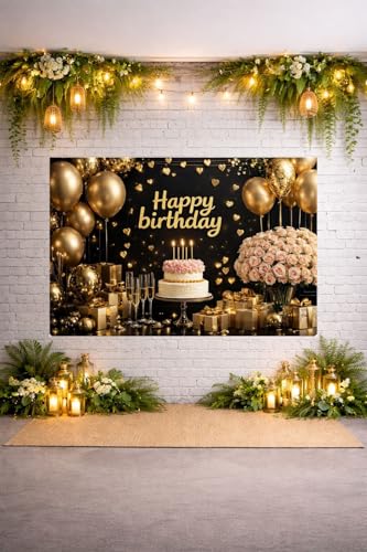 Image of Happy Birthday Theme Backdrop Banner 5x7 ft - Digital Print Cloth Background, Reusable Birthday Party Wall Decoration for Girls, Photo Booth & Stage Decor (BD 33)