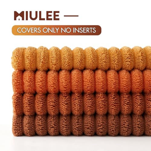 Image of MIULEE Boho Farmhouse Throw Pillow Covers 18x18 Inch Set of 4 Mordern Nordic Cushion Covers Soft Corduroy Home Decor for Couch Bed Sofa Living Room Orange Rust