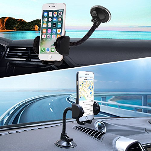 Cell Phone Holder, LotFancy Mobile Phone Car Phone Mount, Universal Long Arm Windshield Car Phone Mount Cradle for GPS iPhone 11Pro 11 XS Max XR 8Plus 8 7 7Plus 6 6Plus 5S 5 5C Samsung Galaxy Series