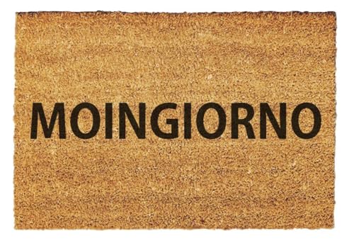 Giftstory Kokosmatte Fußmatte Kokos MOINGIORNO für Innen und Außen 60x40 – Fußabtreter/Türvorleger mit Spruch – Lustige Fußmatte als Geschenk zu Weihnachten, Geburtstag oder zum Einzug