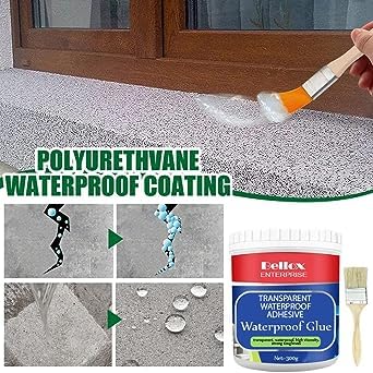 MEBISO Transparent Waterproof Glue 300g with Brush, Leakage Protection Outdoor Bathroom Wall Tile Window Roof, Anti-Leakage Agent, sealant glue, Roof Sealant Waterproof Gel 4