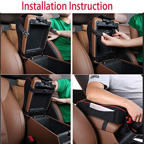 Qinu Auto Center Console Armrest Pillow, Memory Foam Car Armrest Cushion With Phone Holder Storage Bag Universal Fit For Most Car (Black) #TOP6