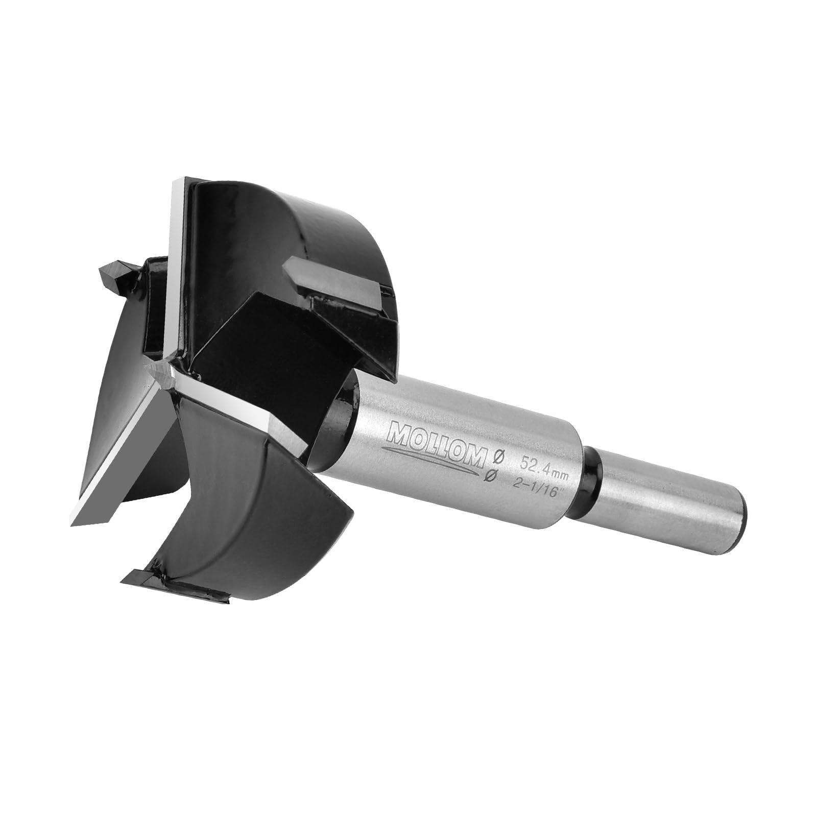 Mollom (52.4mm | 2-1/16") Wiertło Forstnera o trzech rowkach do obróbki drewna,z trzema ostrzami z węglika YG8 (gr. 2,0 mm).Zestaw tnący do zawiasów:drewno twarde/miękkie,tworzywa sztuczne