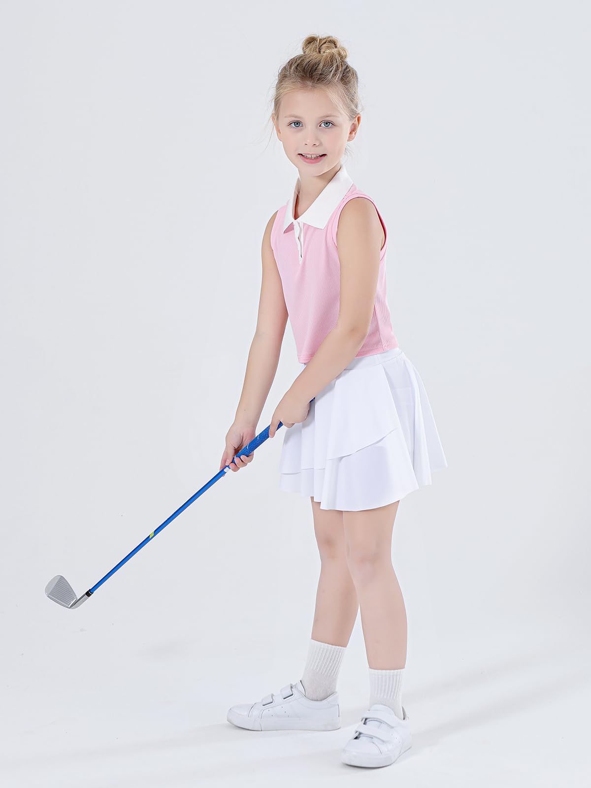 Bezioner Top Sportivo Bambina Polo T-Shirt da Bambina Maglietta Tennis Golf Ragazze Senza Maniche Camicia Bambine