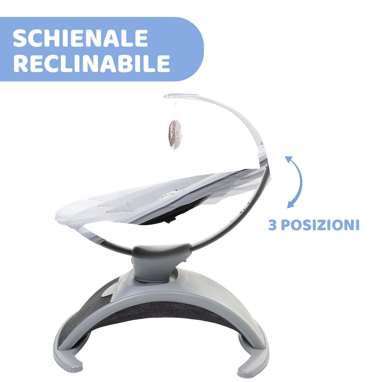 Chicco Comfy Wave, Sdraietta Elettronica, Altalena Elettronica per Bambini, con Movimenti e Melodie, Schienale Reclinabile, Tessuto Traspirante e Sfoderabile, Barra Gioco, Sdraietta Neonato, 0 Mesi+