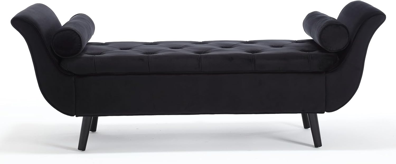 Deolme Black Storage Bench for Bedroom End of Bed Bench