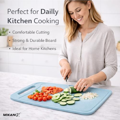 Image of MIKANIX Kitchen Plastic Chopping Board | Non-Slip Cutting Board for Vegetables, Fruits & Meat | Strong & Lightweight (3mm Thick)