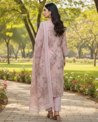Image of KTI Women Floral Printed Cotton Suit for Women Unstitched - 2.5m Ethnic Salwar Suit Dress Material