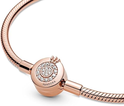 Miniatura 4 de PANDORA Pandora Moments Sparkling Crown O Snake Chain Bracelet, Clear CZ PANDORA Rose Charm Bracelet